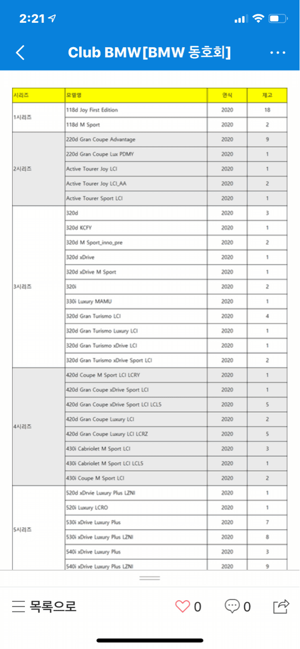 bmw 재고현황 게시글 썸네일