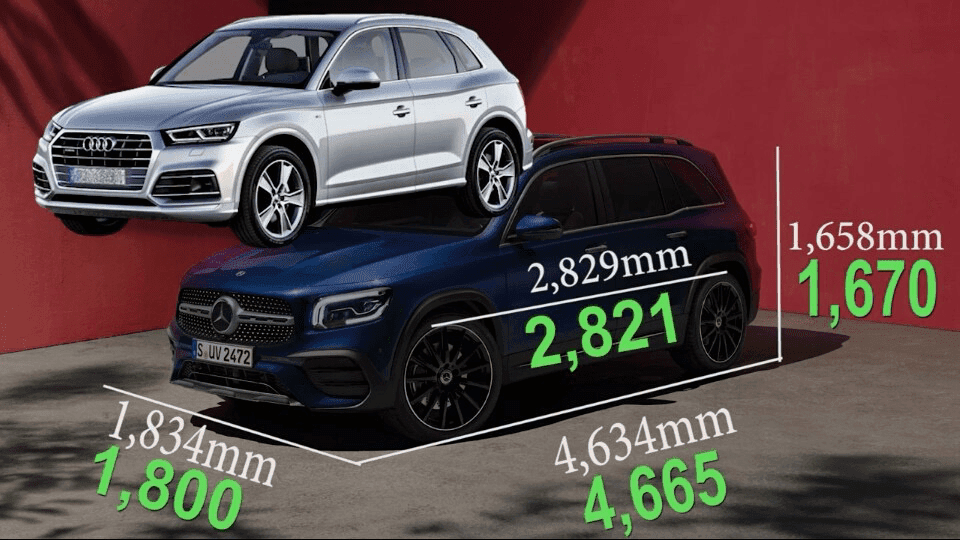 벤츠 GLB, X3, Q5와  크기 비교  게시글 썸네일