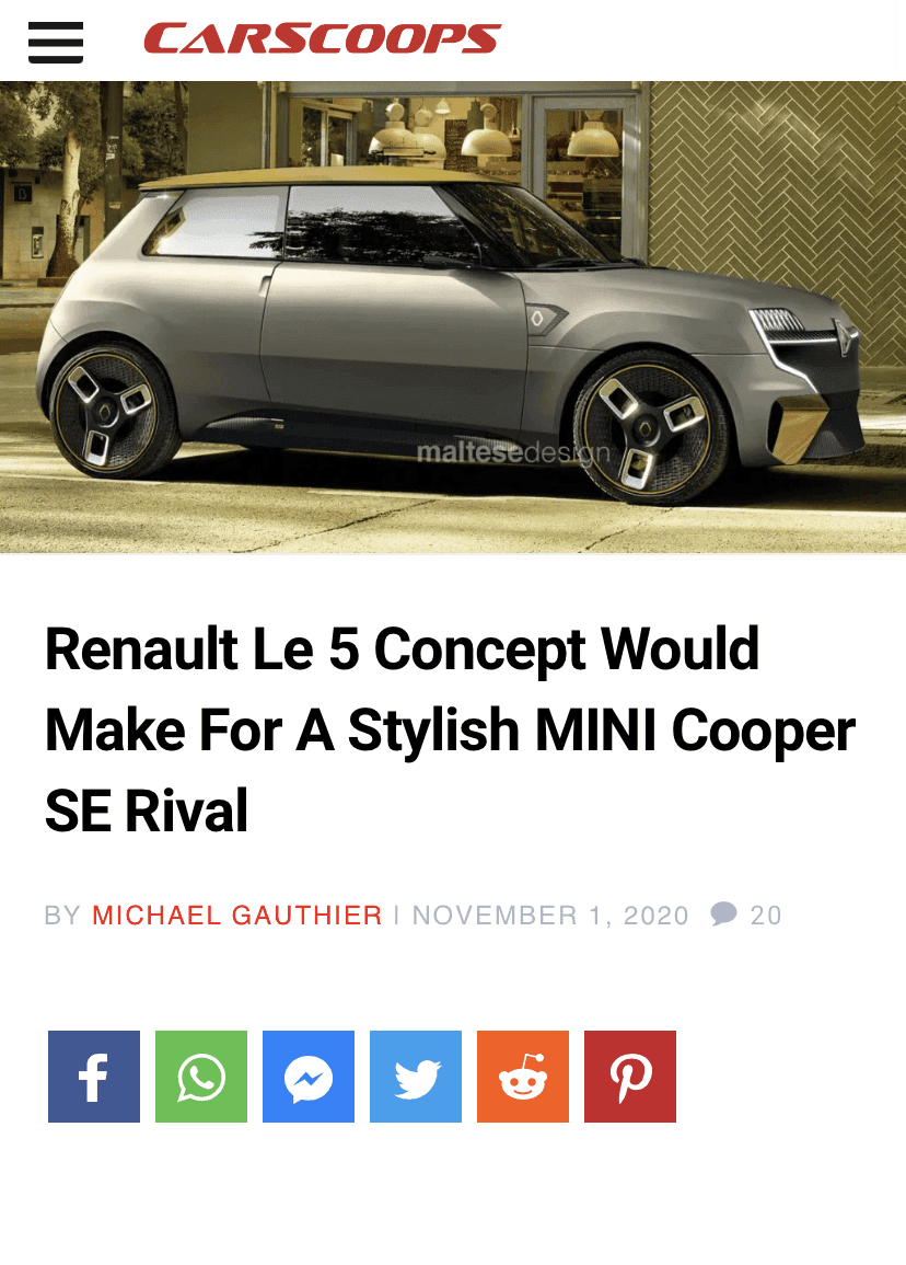 르노 LE 5 컨셉카 — 미니 쿠퍼 저격? 게시글 썸네일