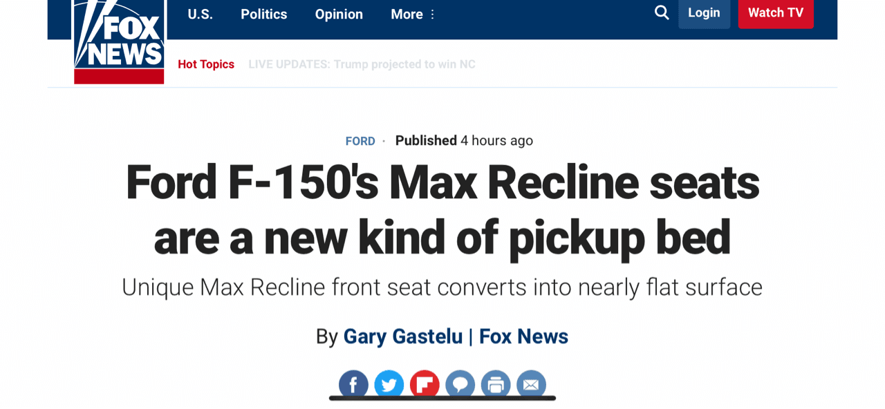 포드 F 150픽업트럭—180도 리클라이너 시트 장착? 게시글 썸네일