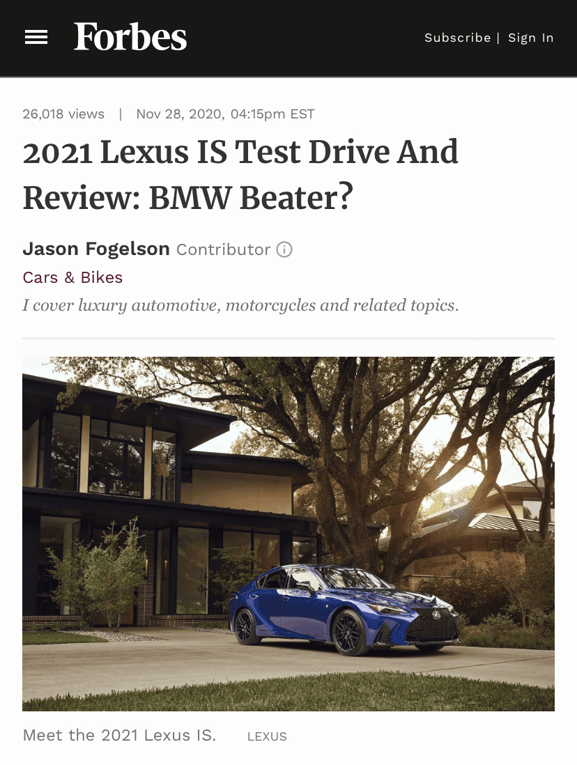 (리뷰) Lexus 4세대 IS 2021 공개  게시글 썸네일