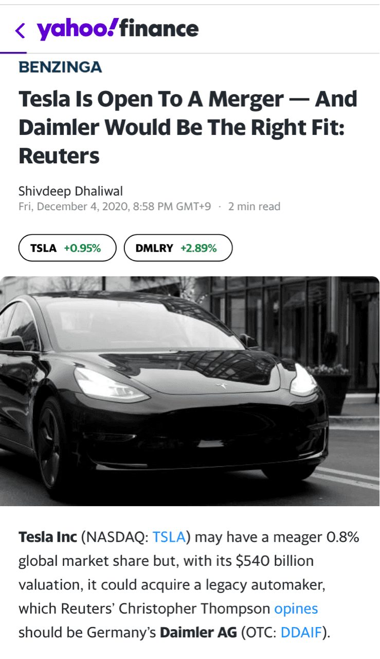 (테슬라) 인수 대상으로는 벤츠가 제격?!!!!! 게시글 썸네일