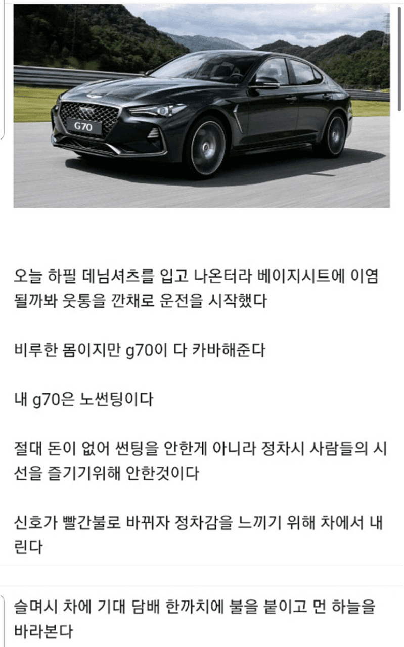 (유머) “나는 G70 오너다” 게시글 썸네일