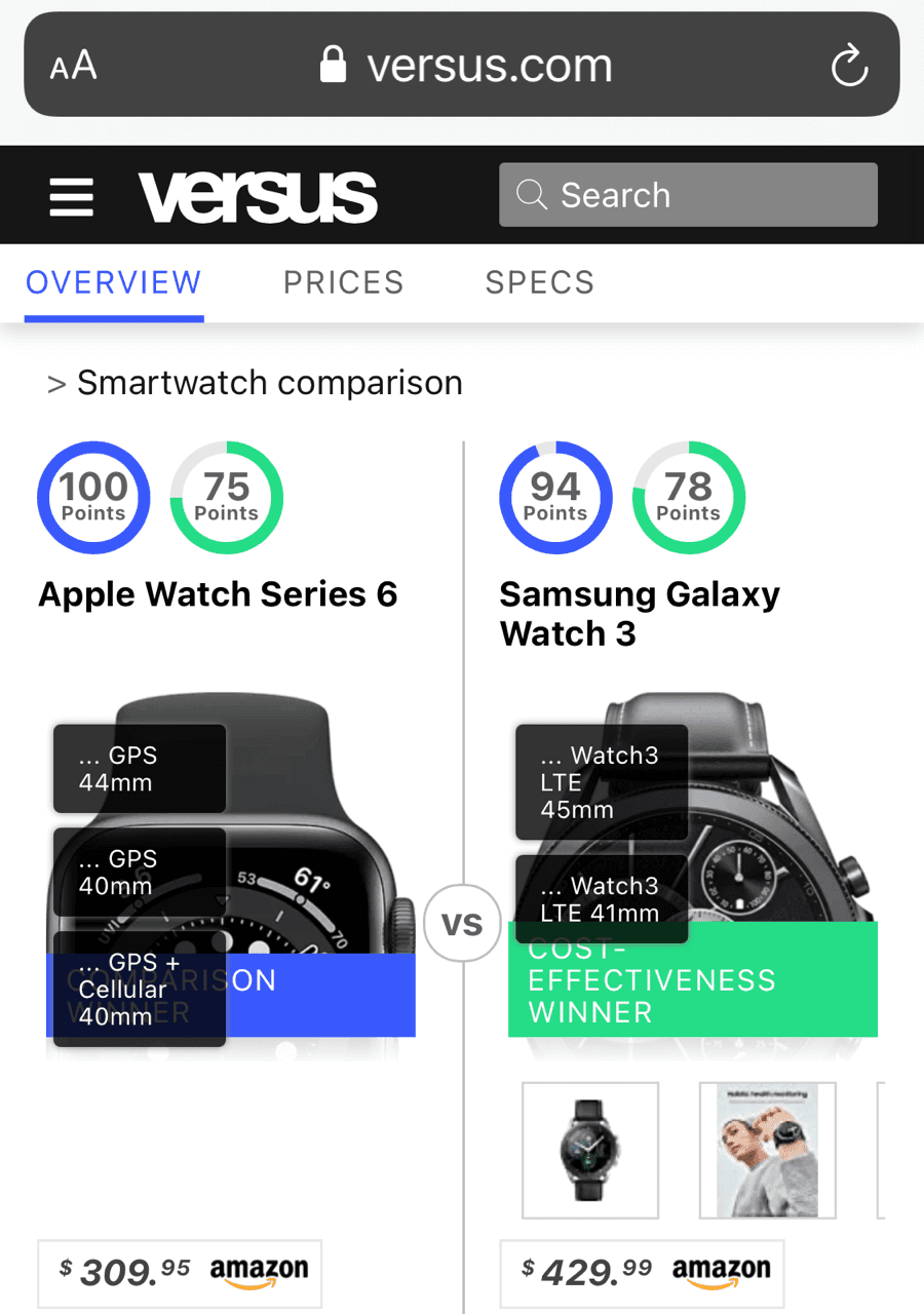 (거의)모든걸?‍♂️비교해 주는 사이트 'Versus.com' 게시글 썸네일