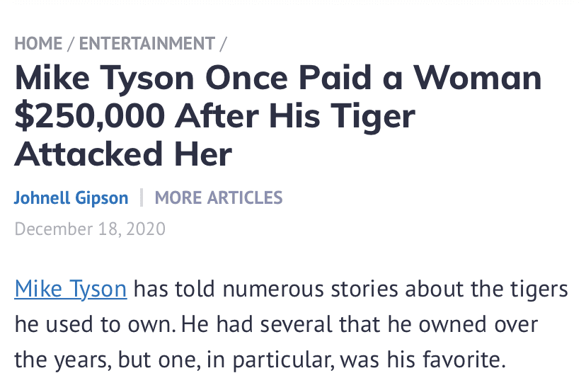 (타이거) 마이크 타이슨 유별난 취미  게시글 썸네일