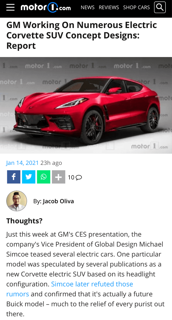 콜벳 SUV 전기차로 개발 중? 게시글 썸네일