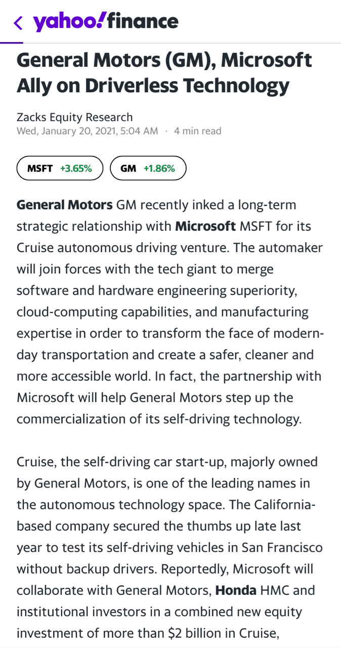 GM과 마이크로소프트 전략적 제휴 게시글 썸네일