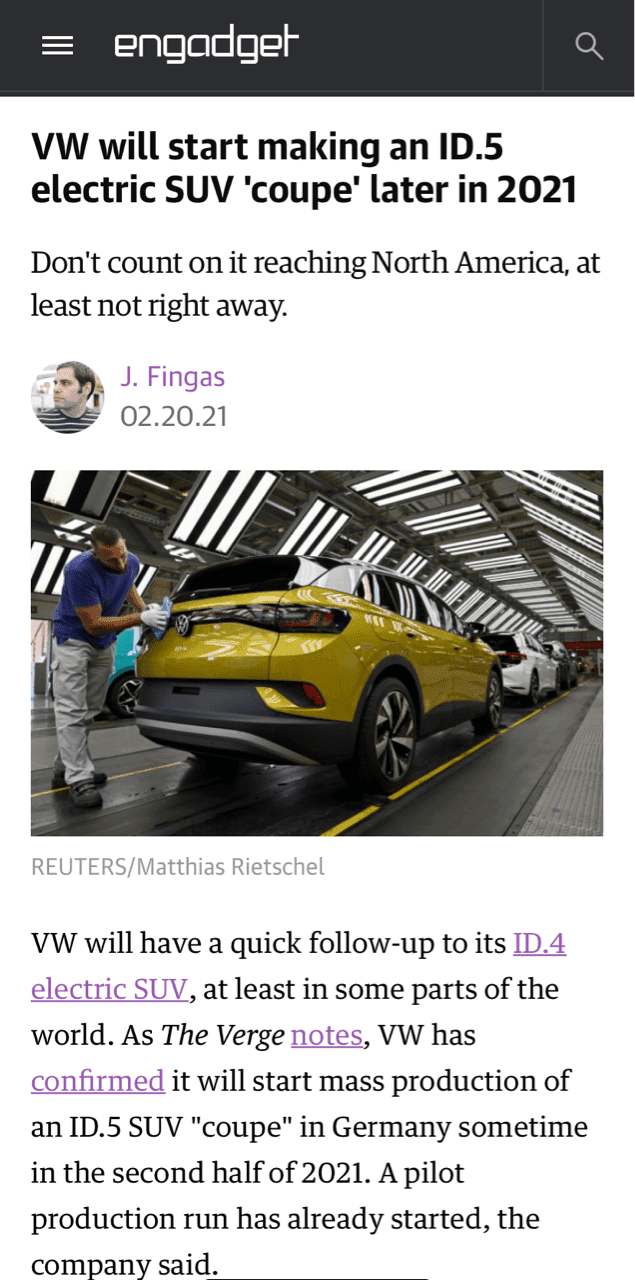 (폭스바겐) 전기차 쿠페 ID5 준비 중 게시글 썸네일