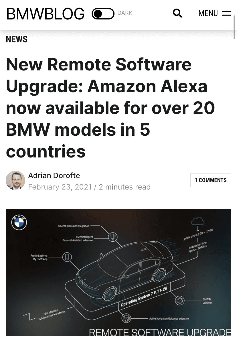 (BMW) 소프트웨어 업데이트—아마존 알렉샤 게시글 썸네일