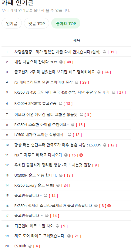 자동차 동호회 중에서 가장 평화로운 곳 (뇌피셜;) 게시글 썸네일