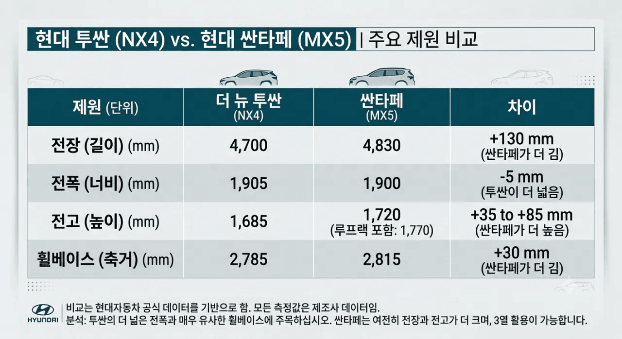 투싼 풀체인지 사이즈 이정도면 하극상 같은데 게시글 썸네일