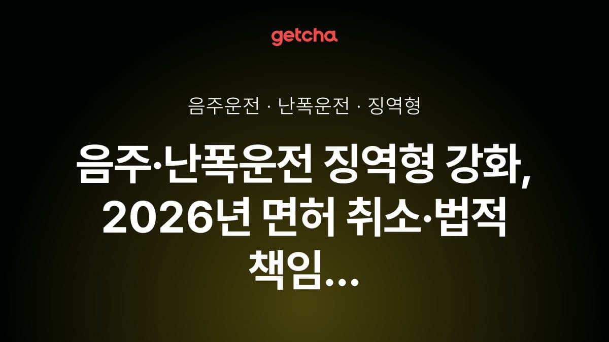 음주·난폭운전 징역형 강화, 2026년 면허 취소·법적 책임 완전 정리