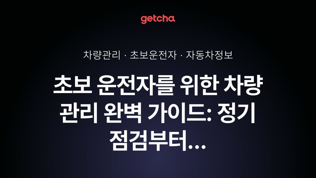 초보 운전자를 위한 차량 관리 완벽 가이드: 정기 점검부터 세차까지