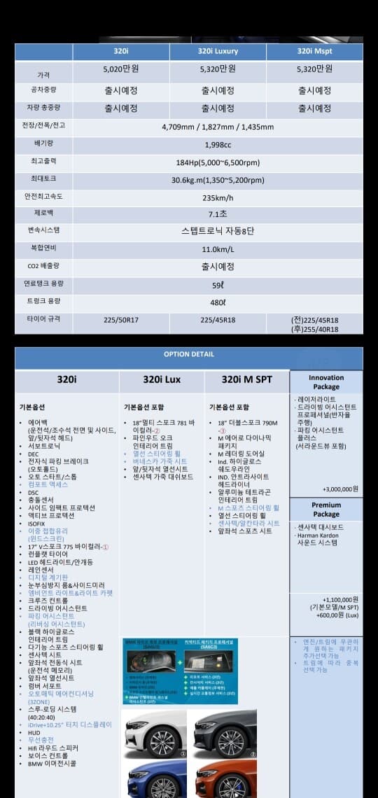 BMW 3 시리즈 사양표 게시글 썸네일