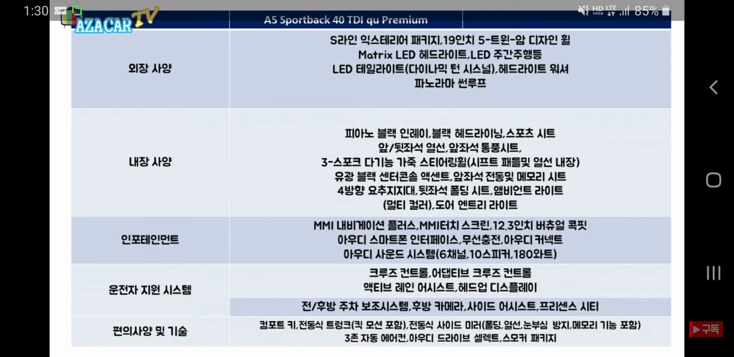 아우디 A5 페이스리프트 정보 게시글 썸네일