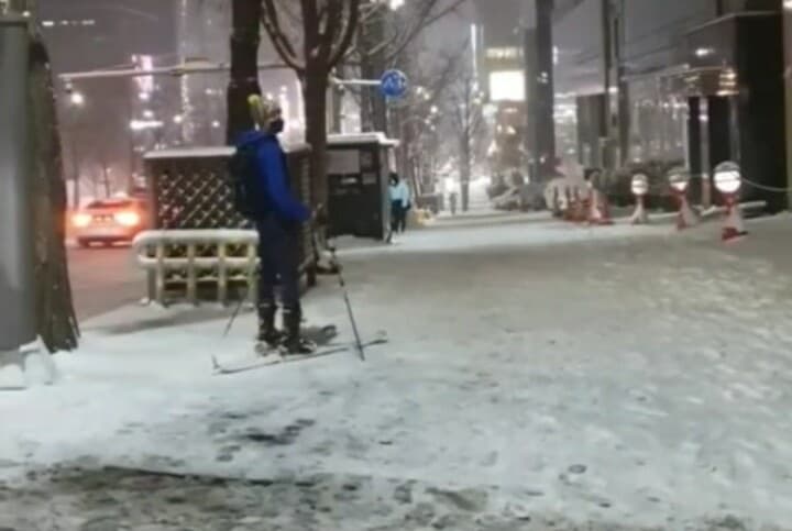 (비차량)눈길 대란에 스키 즐기는 사람 게시글 썸네일