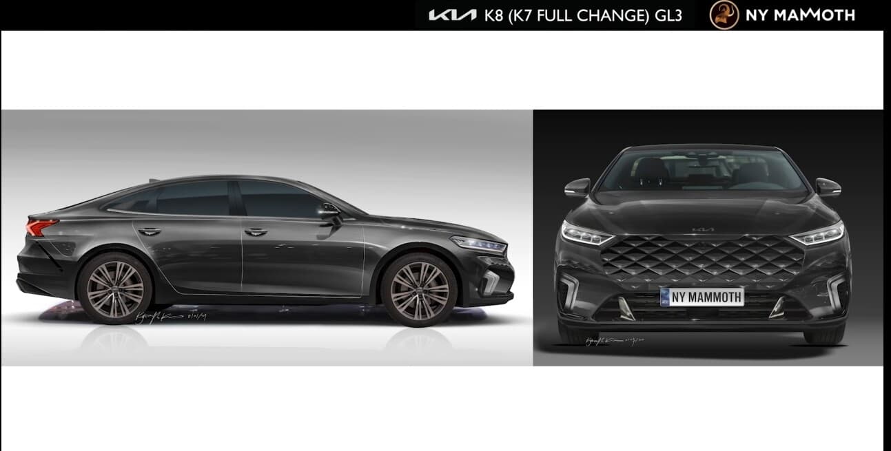 기아 K8  정면 ,옆면 예상도 게시글 썸네일