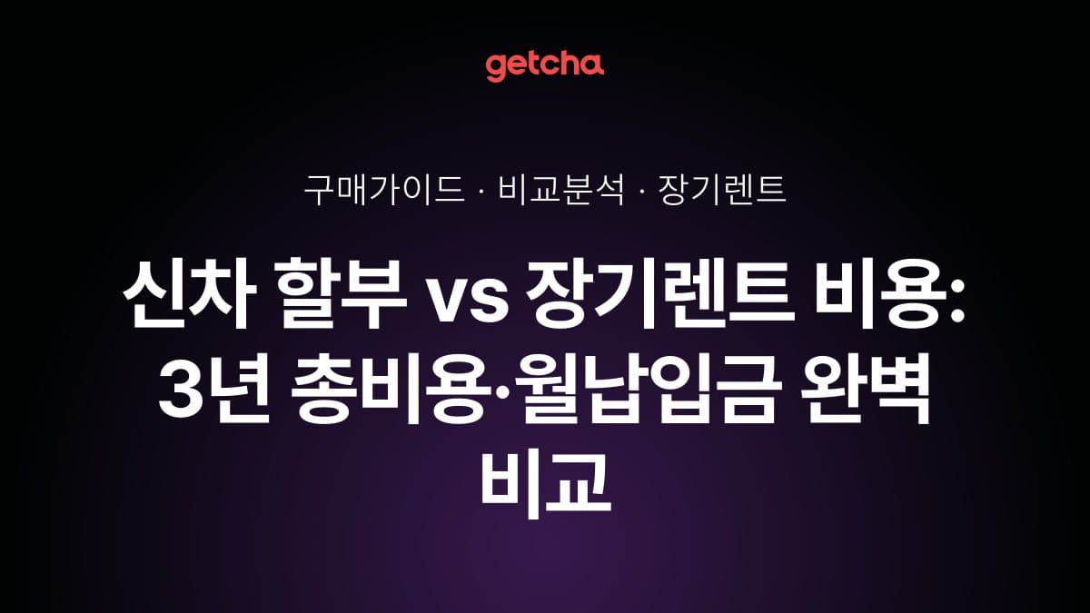 신차 할부 vs 장기렌트 비용: 3년 총비용·월납입금 완벽 비교