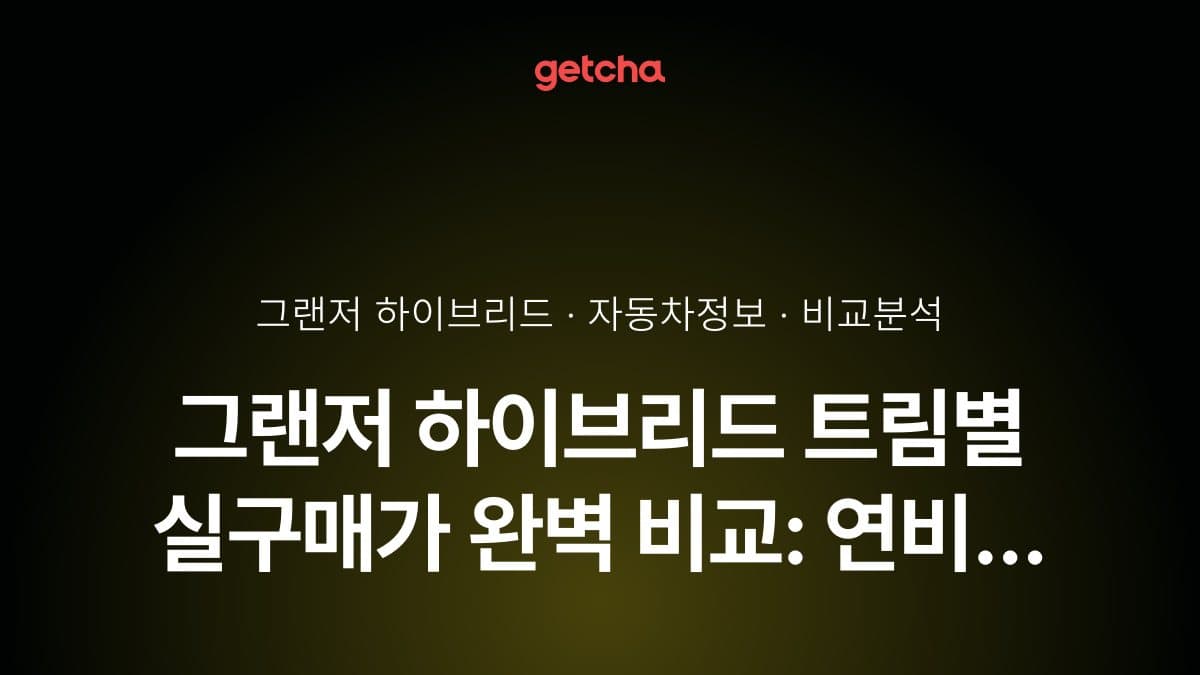 그랜저 하이브리드 트림별 실구매가 완벽 비교: 연비 16.7km/L로 경제성까지